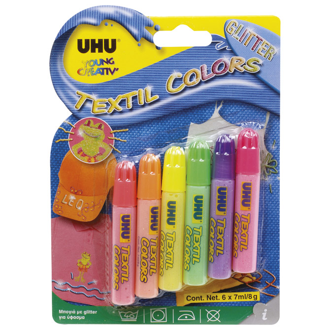 Boja za tekstil 7mlx6boja Glitter Uhu.38990 blister