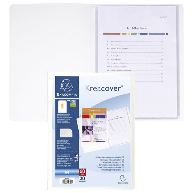 Mapa uložna varena A4 s  30 fascikli "U" +džep Exacompta 58309E bijela