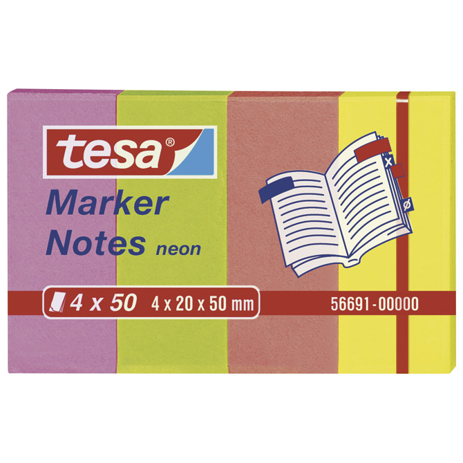 Zastavica 20x50 mm 4bojex50L papir Marker notes Tesa 56691 neon mix