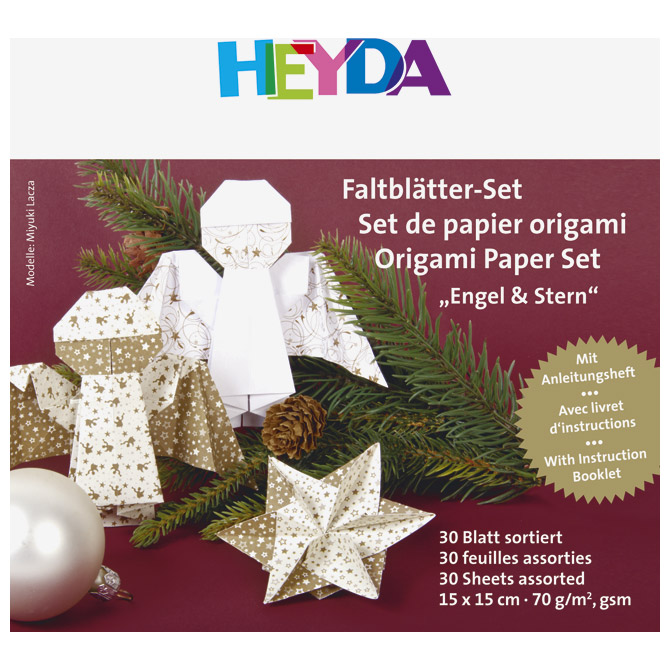 Papir Origami 15x15cm 70g pk30 Anđeo Heyda 20-48755 75 zlatno-bijeli!!