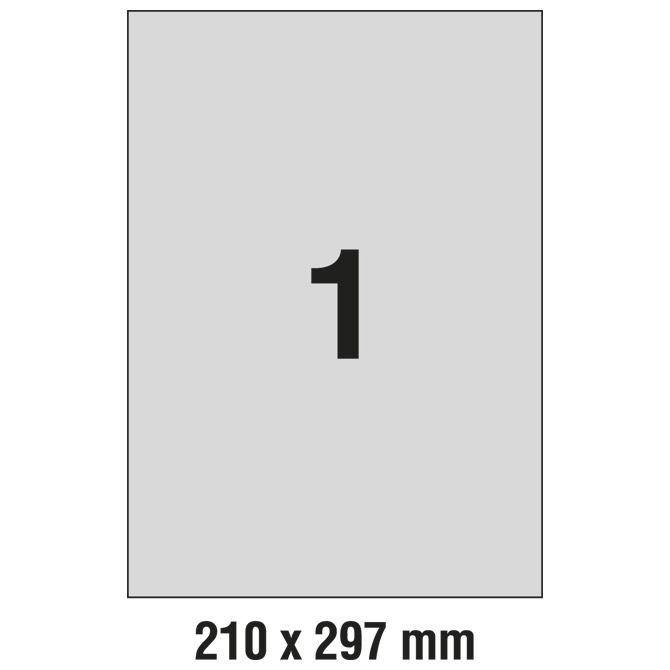 Etikete Laser 210x297 mm polyester pk20L Zweckform L6013-20 srebrne