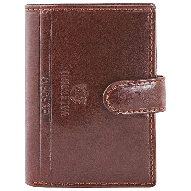 Etui za kartice/vizitke s gumbom koža Emporio Valentini 563LB01 smeđi