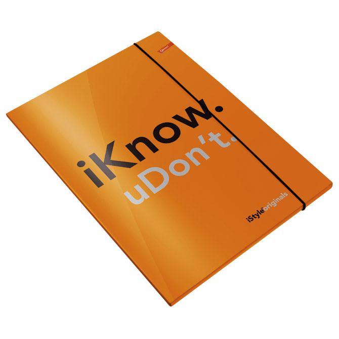 Fascikl klapa s gumicom mat+lak A4 iStyle Connect neon narančasti!!