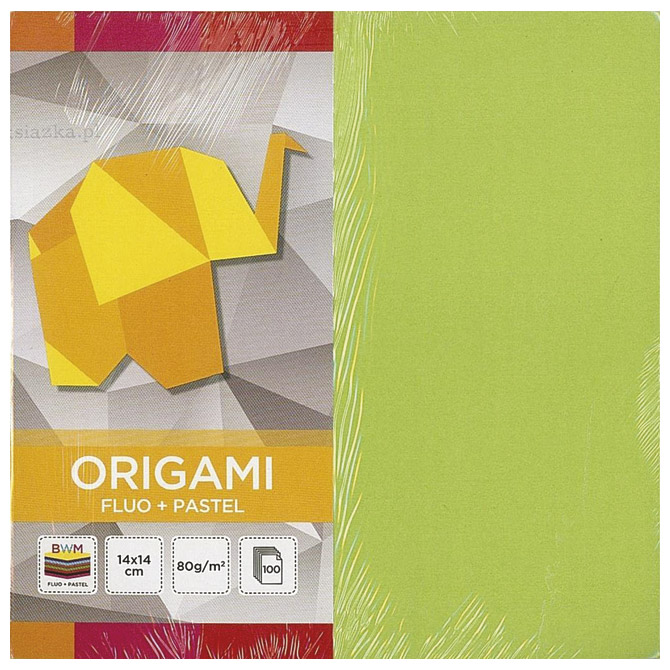 Papir Origami 14x14 cm 80g pk100 fluo+pastel Interdruk