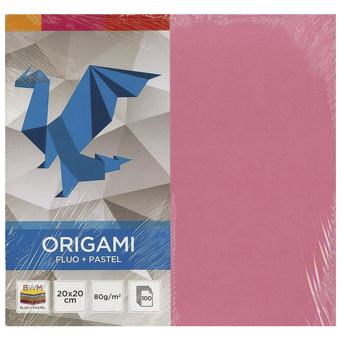 Papir Origami 20x20 cm 80g pk100 fluo+pastel Interdruk!!