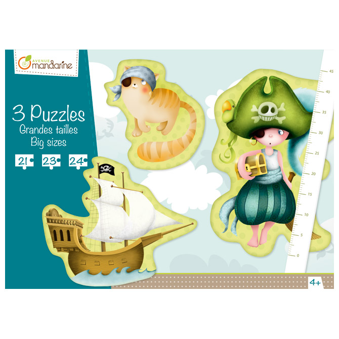 Igračka puzzle (3 motiva s posterom-pirati) Avenue Mandarine Clairefontaine 42433MD!!
