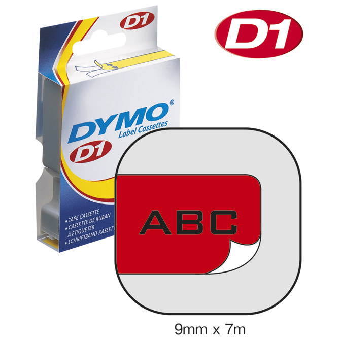 Vrpca D1  9mmx7m Dymo 40917 crno-crvena