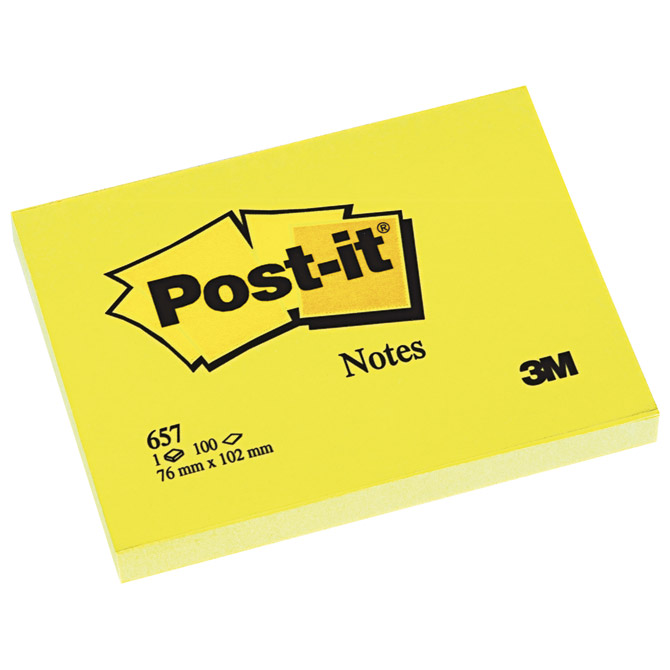 Blok samoljepljiv 102x76mm 100L Post-it 3M.657 žuti!!