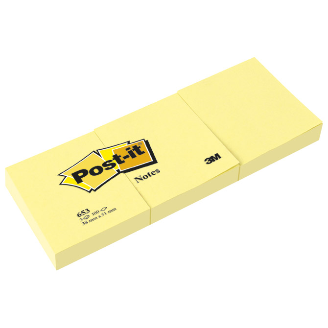 Blok samoljepljiv  38x51mm 3x100L 3M.653 žuti!!