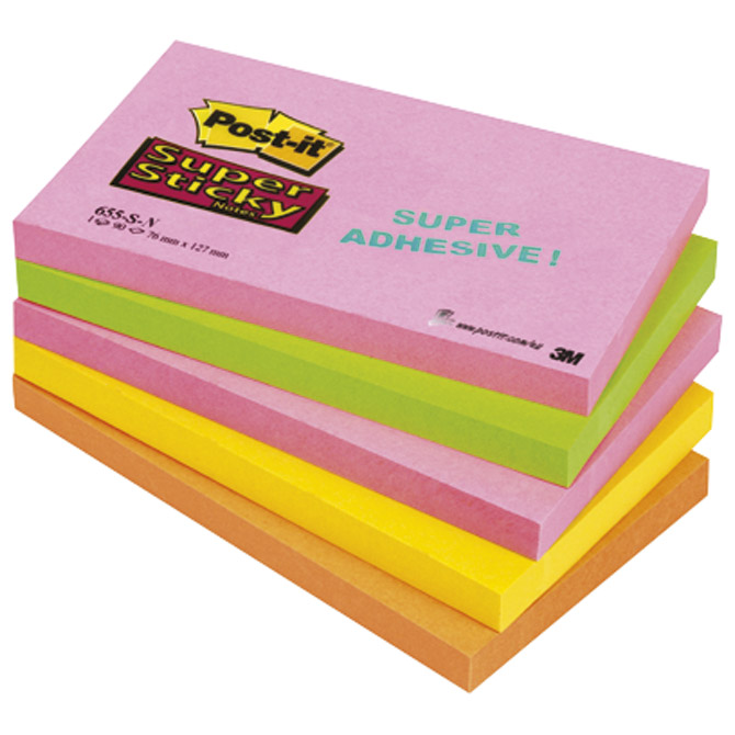 Blok samoljepljiv 127x76mm  5x90L Post-it SuperSticky 3M.655SN!!