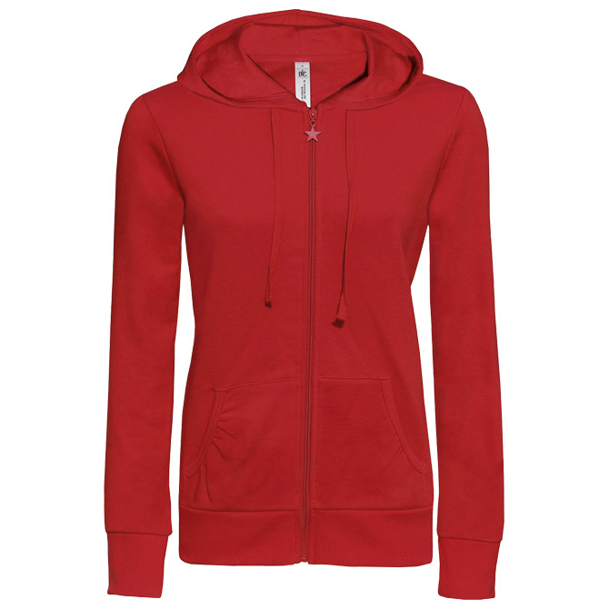 Majica dugi rukavi ženska zip B&C Wonder 280g crvena M!!