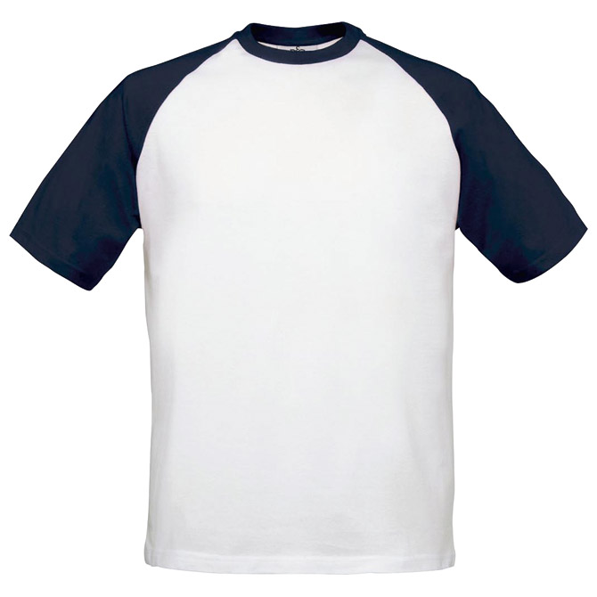 Majica kratki rukavi B&C Base-Ball 190g bijela/tamno plava M!!