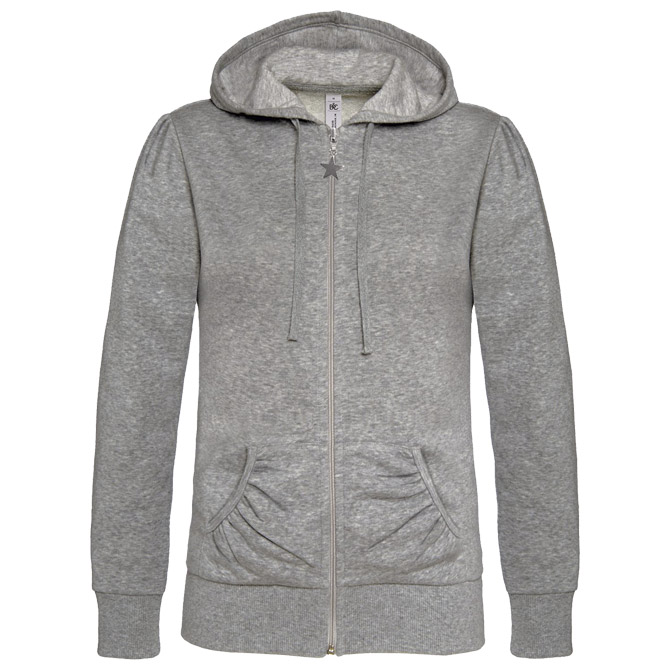 Majica dugi rukavi ženska zip B&C Wonder 280g svijetlo siva XS!!