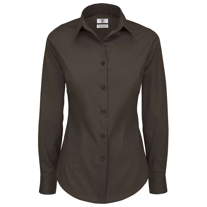 Košulja ženska dugi rukavi B&C Black Tie 135g tamno smeđa XL!!