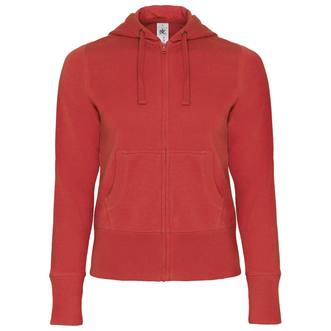 Majica dugi rukavi B&C Hooded Full Zip/women 280g crvena M!!