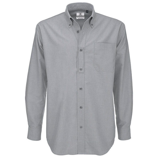Košulja muška dugi rukavi B&C Oxford 135g srebrna M!!