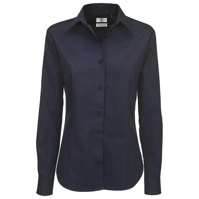 Košulja ženska dugi rukavi B&C Sharp 130g tamnoplava XS!!