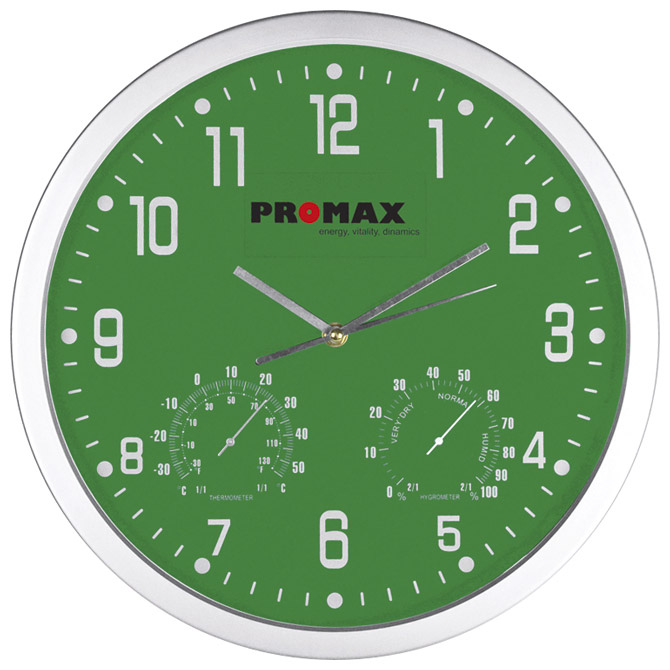 Sat zidni s vlagomjerom i termometrom zeleni