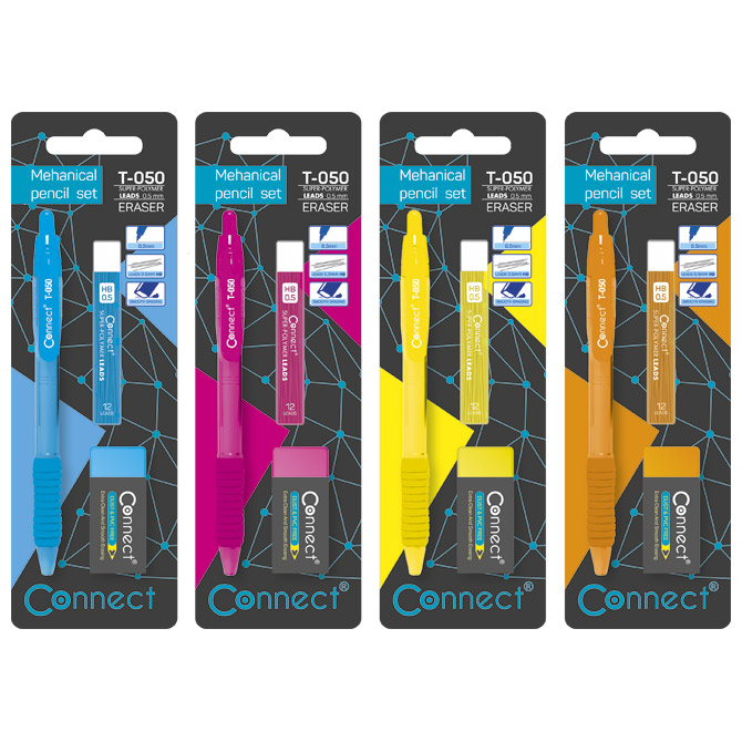 Olovka tehnička 0,5 mm grip T-050+mine+gumica Connect sortirano blister