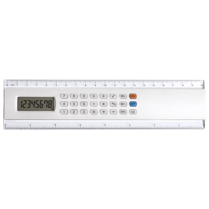 Ravnalo 20 cm sa kalkulatorom bijelo!!