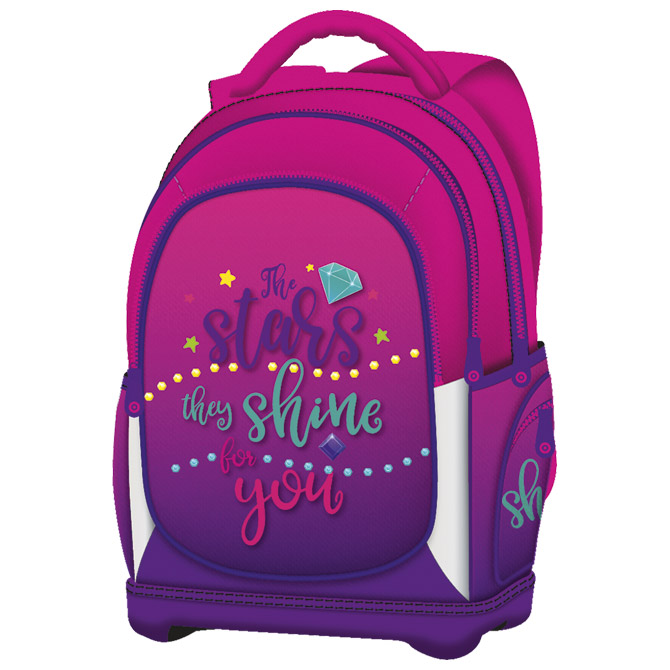 +Ruksak školski anatomski lagan Shine For You Connect rozo/ljubičasti