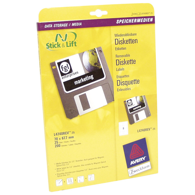 Etikete ILK za diskete 70x67,7mm odljepljive pk25 Zweckform L4740REV-25!!