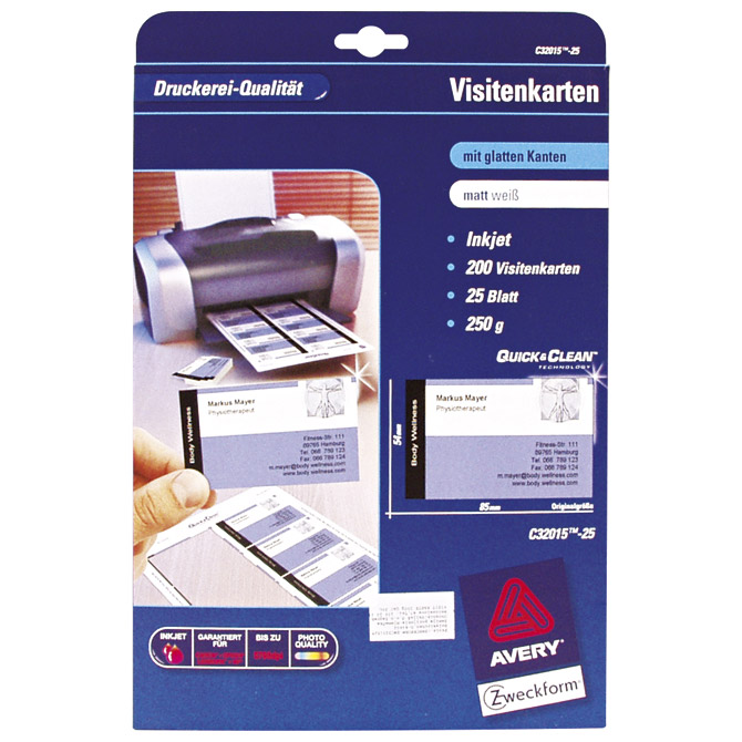 Papir Ink Jet A4 za vizitke 260g pk25 Zweckform C32015-25