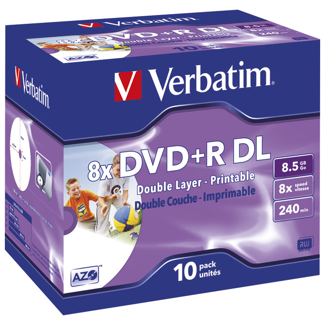 DVD+R DL 8,5/240 8x JC printable Verbatim 43665!!