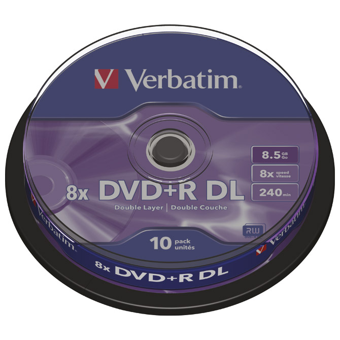 DVD+R DL 8,5/240 8x spindl pk10 Verbatim 43666!!