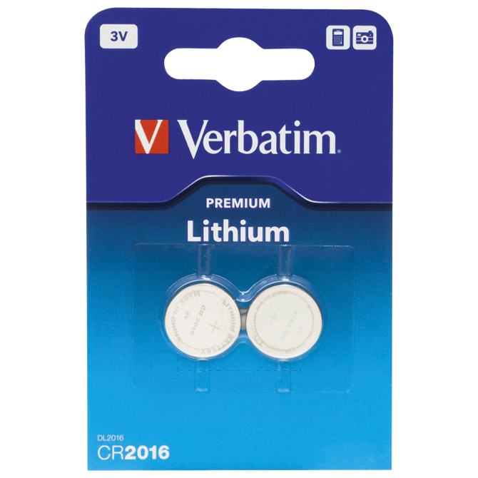 Baterija litij dugmasta 3V pk2 CR2016 Verbatim 49934 blister!!