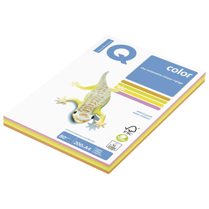 Papir ILK IQ Neon A4  80g pk200 Mondi RB04 mix!!