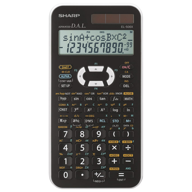 Kalkulator tehnički 10+2mjesta 462 funkcije Sharp EL-506 XWH bijeli!!