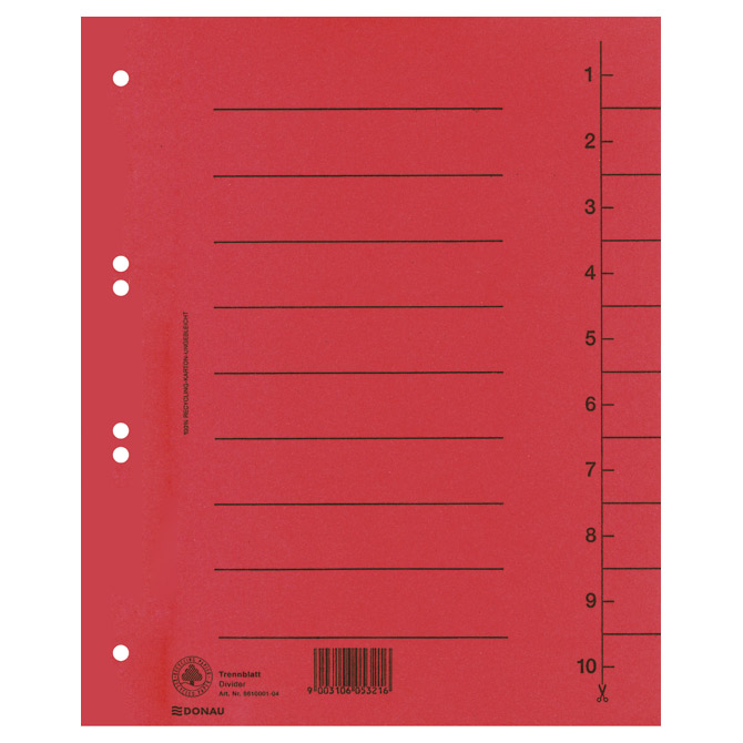 Pregrada kartonska A4 250g Donau 8610001-04 crvena