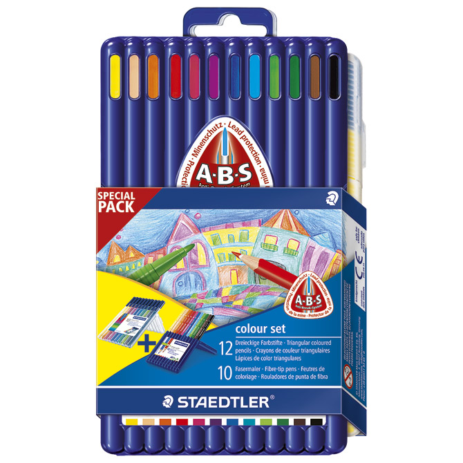 Boje drvene  12boja Ergosoft 157+Triplus flomasteri Staedtler 61SETP3!!