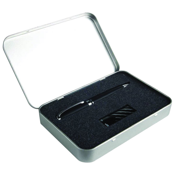 Set poklon unisex u metalnoj kutiji crni!!