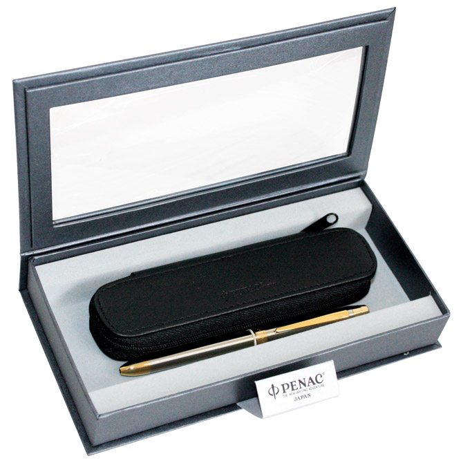 Set poklon olovka multifunkcijska 3F Slim + etui kožni Penac srebrna+klipsa zlatna!!