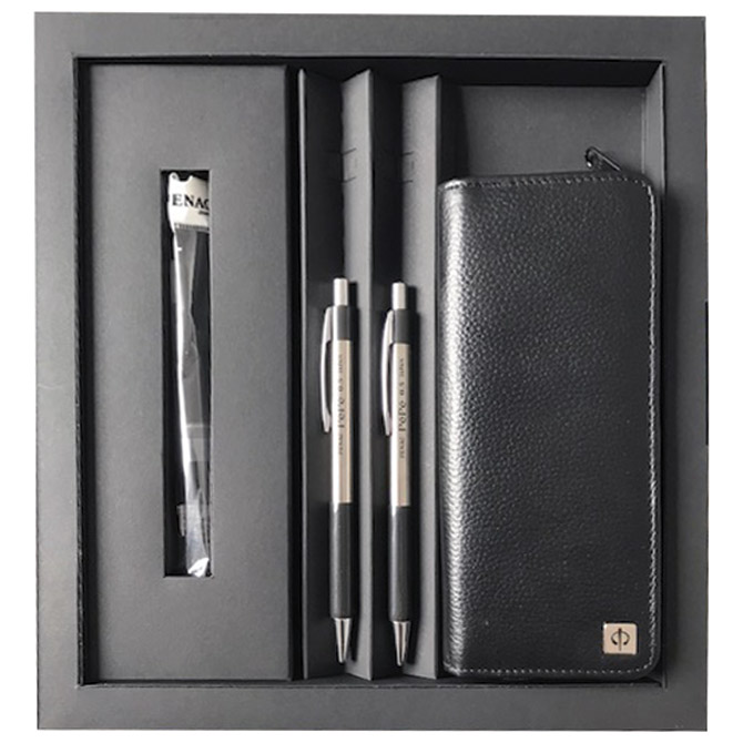 Set poklon olovka kemijska+tehnička Pe-Pe+etui kožni Penac srebrna!!