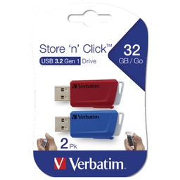 [000043868] Memorija USB 2x32GB 3.0 Store'n'Click Verbatim 49308 sortirano blister