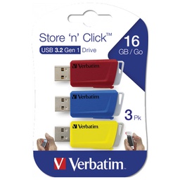 [000043869] Memorija USB 3x16GB 3.0 Store'n'Click Verbatim 49306 sortirano blister