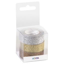 [000004103] Traka Deco ljepljiva 15 mmx3m glitter pk3 Heyda 20-35843 74 sortirano blister