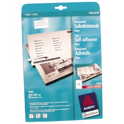 [000009919] Folija LK A4 samoljepljiva 140my pk25 Zweckform 3482 prozirna