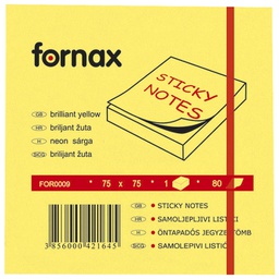 [000000768] Blok samoljepljiv  75x75 mm  80L Fornax neon-žuti