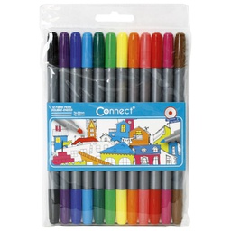 [000018684] Flomaster školski  12boja obostrani Connect blister