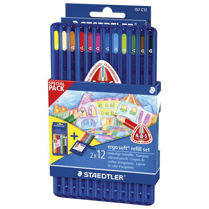 Boje drvene  12boja Ergosoft Staedtler 157SB12 P2 blister + boje drvene 157C12 GRATIS!!