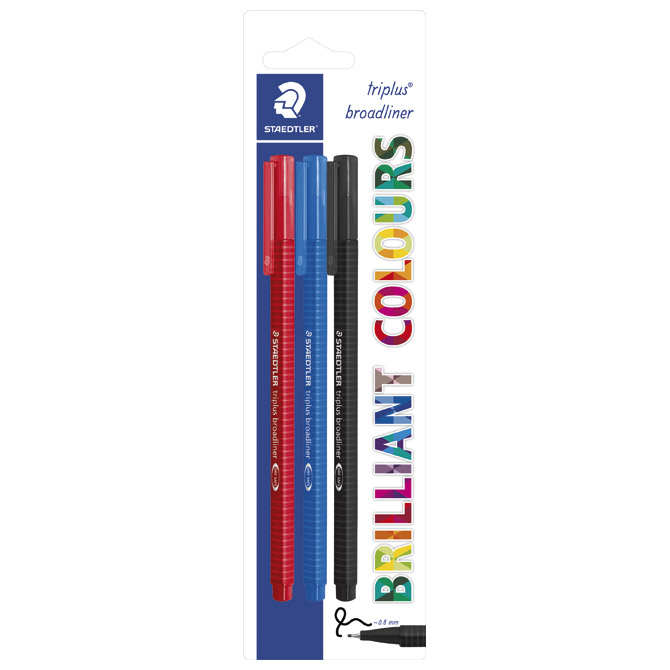 Flomaster broadliner 0,8 mm pk3 Triplus Staedtler 338-SBK3 sortirano!!