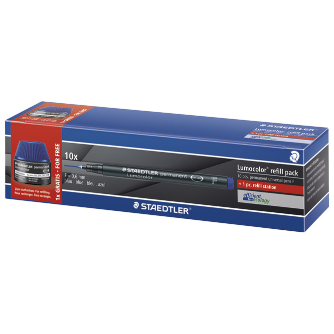 Marker permanentni 0,6mm pk10+tinta Lumocolor Staedtler 318-3C10P plavi!!