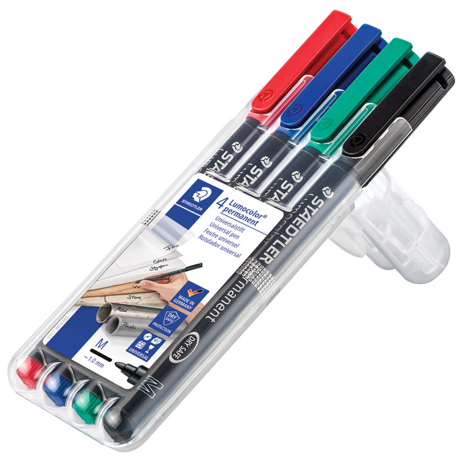 Marker permanentni 1 mm pk4 reciklirani Lumocolor Staedtler 317 WP4