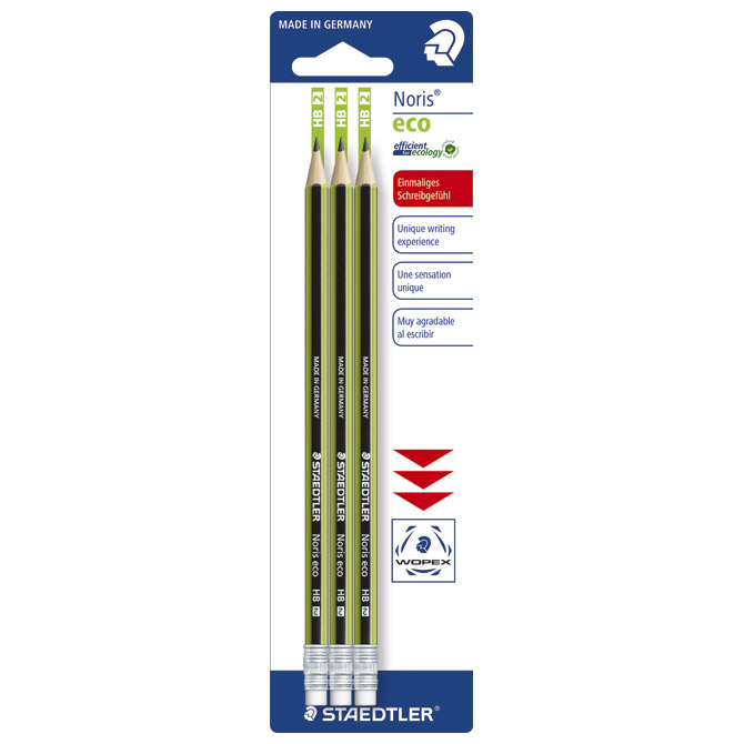 Olovka grafitna HB s gumicom Noris Eco pk3 Staedtler 18230HBBK3!!
