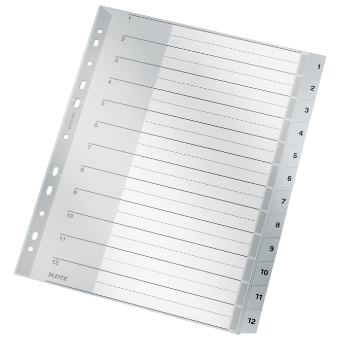 Pregrada plastična A4 brojevi 1-12 Leitz 12820000 siva!!