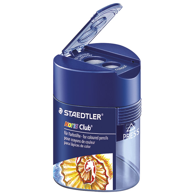 Šiljilo metalno s pvc kutijom 2rupe trokutasto Noris club Staedtler 512 128!!